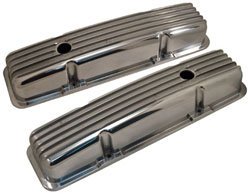 Finned Aluminum Valve Covers, Small Block Chevy, Polished